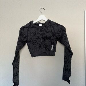 Gymshark Marbled Long Sleeved Crop Top workout shirt